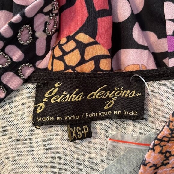 GEISHA DESIGNS Printed Cutout Smocked Maxi Dress XS - Picture 6 of 8